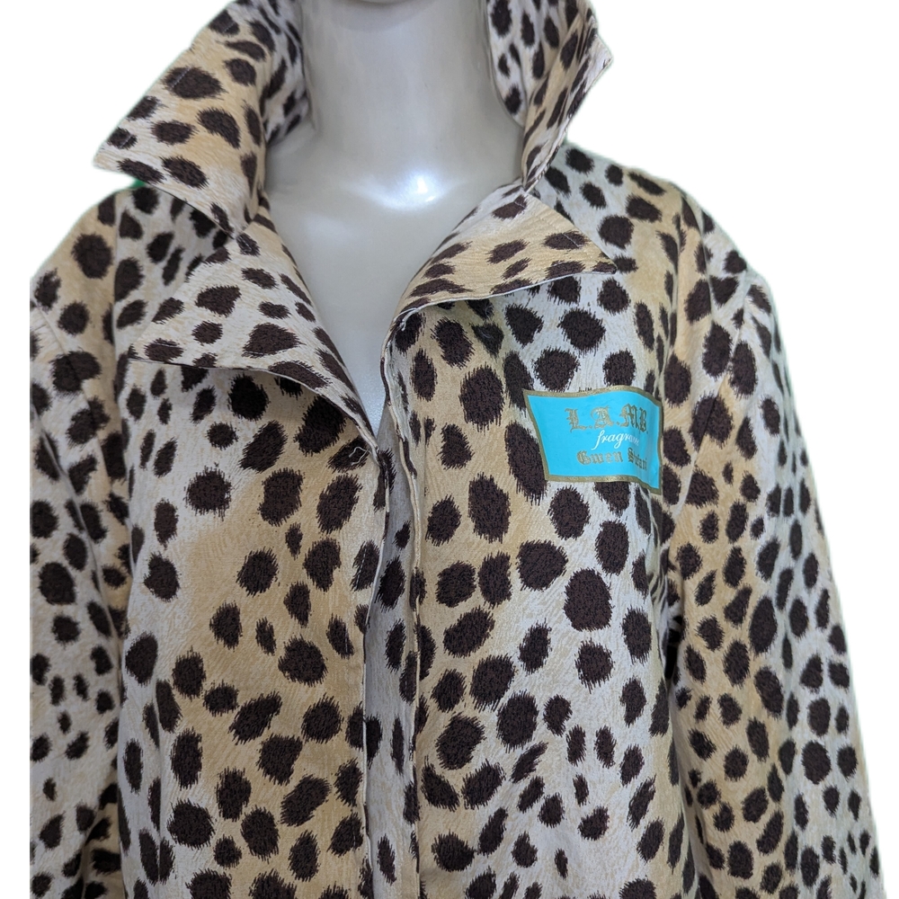 L.A.M.B. Leopard Print Wool Coat in Tan and Black - Picture 2 of 11